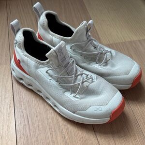 On Running Kids Size 1Y White Athletic Sneakers with Orange Accents